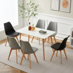 LafeuR S&ouml;&ouml;gitoa grupi s&ouml;&ouml;gilaud 6 tooliga, s&ouml;&ouml;gikomplekt 6 inimesele, 6 s&ouml;&ouml;gitooli komplekt koos lauaga elutuppa, k&ouml;&ouml;ki, kontorisse (valge laud + 4 halli ja 2 musta tooli)