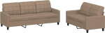 Tomostar Diivan-set f&uuml;r Wohnzimmer, 3-Sitzer und 2-Sitzer, 2-teilig, mit Kissen, Cappuccino, Kunstleder