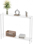 Generisch Konsolentische f&uuml;r Flur, schlanke Ablage hinter dem Sofa, Marmor-Spiegel-Display, moderner Eingangstisch, (enModerner, transparenter Acryl-Konsolentisch mit 2 Ebenen f&uuml;r Foyer, Wohnzimmer,