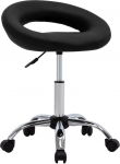 vidaXL Work Stool Height Adjustable Roller Stool Cosmetic Stool Practice Stool Hairdressing Stool Swivel Stool Black Faux Leather