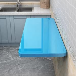 Platzsparender Klapptisch zur Wandmontage - Blauer schwebender Schreibtisch f&uuml;r K&uuml;che, Esszimmer, W&auml;sche, B&uuml;ro - kompaktes 110 cm x 30 cm Design, perfekt f&uuml;r kleine R&auml;ume