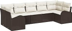 Rantry Garten Diivan Set Set von 7 Beige Rattan Garten Diivan Rechteckig Gartenlounge Model3346188