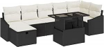 Rantry 8-teiliges Garten-Sofa-Set mit Kissen Schwarz Poly-Rattan Gartenlounge Model3359844