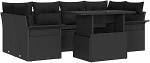 7-teiliges Garten Sofa Set mit Kissen Schwarz Poly Rattan Gartenlounge Model3348219