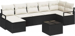 7-teiliges Garten Sofa Set mit Kissen Braun Poly Rattan, 2-Sitzer Garten Sofa mit Stauraum & Kissen Schwarz Poly Rattan Gartenlounge Model3355146