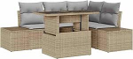 5-teiliges Garten Diivan Set mit Kissen Beige Poly Rattan Gartenlounge Model3349176