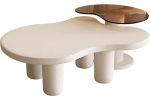 Nisttische 2er Set, Wolken Couchtisch und Hartglas Beistelltisch, Cremewei&szlig; 2 in 1 Moderne Couchtische, Beistelltisch f&uuml;r Wohnzimmer, Schlafzimmer, kleine R&auml;ume, einfache Montage (2er Set)