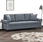 3-kohaline diivan dekoratiivsete pehmendustega diivan Diivan Lounge diivan Polsterdatud diivan Relax diivan K&uuml;lalisdiivan Topelt diivan elutuppa magamistuppa k&uuml;lalistetuppa Tumehall 180 cm Velvet