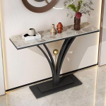 Leaceuv Konsolentisch,Schmaler Sofatisch,Schmal Flurtisch Beistelltisch,Metall Schmale Konsole Sideboard,Konsolentische F&uuml;rs Wohnzimmer,Console Table,f&uuml;r Flur M&ouml;bel,B&uuml;ro(Black1,130cm/51.1in)