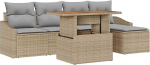 Rantry 6-teiliges Garten-Sofa-Set mit Kissen Beige Poly Rattan Gartenlounge Model3358562