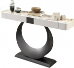 Generisch Stilvoller Konsolentisch (100 cm) mit modernem Metallgestell, 2 Schubladen, luxuri&ouml;ser Marmor-Eingangsbereich, zeitgem&auml;&szlig;e Schwarze Ausf&uuml;hrung f&uuml;r Wohnzimmer und Flur