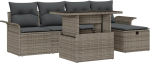 Rantry 6-teiliges Garten Sofa Set mit Kissen Grau Poly Rattan Gartenlounge Model3359666