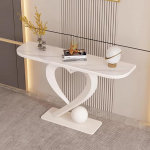 BRCYKRWY V&auml;ike akentne koridorilaud s&uuml;damekujulise alusega, kriimustuskindel kiltkivi plaat, kaasaegne akentne laud elutuppa, esikusse, koridori, fuajeesse, diivani taha (Wit, 120 cm / 47.2