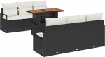 7-teiliges Garten Sofa Set mit Kissen Schwarz Poly Rattan Gartenlounge Model3358392