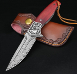 KOMWERO Damaskuse taskunuga kokkupandav nuga Damascus terasest tera, puidust k&auml;epide, flipper, nuga nahast tuppa - terav &uuml;he k&auml;ega nuga EDC nuga Outdoor Survival Camping Jahindus