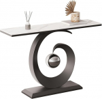 Generisch kaasaegne valge konsoollaud vastupidava metallraamiga - stiilne sissep&auml;&auml;sulaud v&auml;ike aktsentlaud siledate servadega elutuppa, esikusse ja esikusse (100 x 30 x 80 cm)