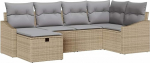 6-teiliges Garten-Sofa-Set mit Kissen Beiges Poly-Rattan Gartenlounge Model3360611