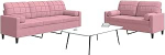 Gecheer 2-TLG. Sofagarnitur mit Kissen und Nackenrollen Rosa Samt, Moderne Couch Polstersofa f&uuml;r Wohnzimmer Schlafzimmer Spielzimmer3278414