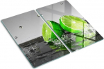 Tulup Chopping Board Cover Splash Guard Green Hob Cover 2 x 30 x 52 cm Tempered Glass Cover - Lime in Water