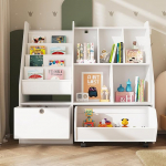 PREMTURE laste riiul, m&auml;nguasjade hoidmine lastele, hoiukapp, m&auml;ngukapp, ratastega hoiukapp, m&auml;nguasjade riiul, lastetuppa, 100 x 32 x 95 cm, valge, MDF