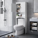 Bealife WC riiul, &uuml;le WC riiuli 3-tasandiliste reguleeritavate riiulitega, WC &uuml;lest&otilde;stetav kapp vabalt seisev, 167 x 60 x 23 cm superstruktuuri WC kapp topelt ustega vannituppa - valge