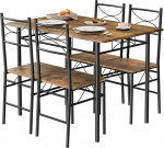 WOLTU Dining Table with 4 Chairs, Dining Set for 4 People, Kitchen Dining Room, Kitchen Table, with Metal Frame, MDF, Vintage Brown