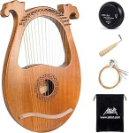 AKLOT Lyre Harp 16 metallist keeled Bone Sadul Okoume Lye Harps koos Tuning Key Pick Up ja must Gig Bag