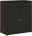 vidaXL Garden Cabinet, Utility Cabinet with Lots of Storage Space, Side Cabinet with Doors, Balcony Cabinet, Patio Cabinet, Black Poly Rattan