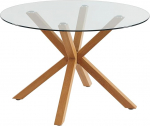 BA&Iuml;TA Harry Glass & Oak Effect Round Dining Table 120cm Clear