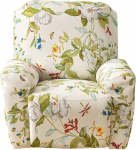 Highdi Set of 4 Stretch Covers for Recliner Chair, Complete Armchair Protector, 1-Seater Stretch Recliner Chair Covers, Elastic Chair Cover for TV Chair, Lounger, Armchair (Floral Fragrance)