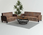 Willood Sofa Set 2-Piece Faux Leather Suede Look Brown