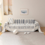 DREAMINGO Pet Couch Cover, Chenille Sofa Slipcover for 3 Pillows, Reversible Jacquard Stripe Sofa Covers for Dogs and Cats, Washable Beige Grey Throw Couch Covers for Sectional Couch