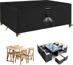 RICHIE aiam&ouml;&ouml;bli katted, veekindel, aia v&auml;lislaua kate, 200 x 160 x 70 cm, vastupidav, 600D Oxford PVC, hingav pinnakate m&ouml;&ouml;blikomplektidele, terrassilaua kate, must