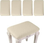 4 t&uuml;kki Stretchy Stretchy ristk&uuml;likukujuline baaritooli katted Elastne Jacquard tooli istme katted Counter Stool Sadul istme kate puidust ja metallist pingile pestav (beež)