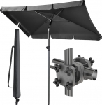 4smile SunnyShade r&otilde;duvarju, p&auml;ikesekaitse r&otilde;dukomplekt 3-in-1, antratsiit - UV50+ SunnyGuy p&auml;ikesevarju ristk&uuml;likukujuline 200 x 125 cm + p&auml;ikesevarju hoidja r&otilde;dukate + p&auml;ikesevarju kate