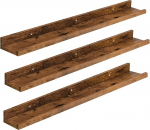 HOOBRO EBF90BJ01 seinariiulid, ujuvad riiulid, riiulite seinakomplekt 3, 90 cm rippuvad riiulid k&otilde;rgendatud servadega, riiul vannituppa, magamistuppa, k&ouml;&ouml;ki, kontorisse, elutoa kaunistamiseks, Vintage pruun