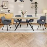 S&ouml;&ouml;gilaud koos 4 tooliga, puidust s&ouml;&ouml;gilaud 140 x 80 x 76 cm kerge lauaplaadiga, 360&deg; p&ouml;&ouml;ratav s&ouml;&ouml;gitoa tool koos k&auml;etoega, lauakomplekt k&ouml;&ouml;ki, elutuppa ja s&ouml;&ouml;gituppa, kaasaegne