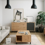 Dmora - Concord Sideboard, elutoa buffet, TV kapp, elutoa garderoobikapp, kaasaegne 2 ukse ja 3 sahtliga k&uuml;ljepink, 154 x 41 x 74 cm, okaspuude ja antratsiidi v&auml;rvi