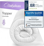 Dailydream madratsitopper 180 x 200 cm, m&auml;luvaht, 5 cm k&otilde;rge, Edition Lavender, mudel M, sertifitseeritud ja ergonoomiline ebamugavale madratsile, Box Spring voodile ja k&uuml;lalisvoodile, madratsitopper 180 x 200 cm, madratsitopper 180 x 200 cm
