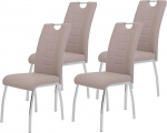 Hela Tische, Andrea Dining Room Chairs Set of 4 Faux Leather Cappuccino Cover Round Frame Chrome 100 x 43 x 64 cm