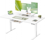 VASAGLE reguleeritava k&otilde;rgusega laud 140 x 70 cm Paindlik monitori statiiv sahtli USB C port istumise meeldetuletus kontor Pilvepruun LSD154WB01