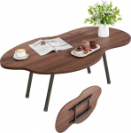 Klappbarer Couchtisch f&uuml;r kleine R&auml;ume, moderner Couchtisch, zusammenklappbar, Walnussholz