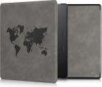 kwmobile Case Compatible with Amazon Kindle Oasis 10th Generation - Faux Leather eReader - Travel Outline Grey