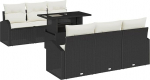 7-Teiliges Garten-Sofa-Set mit Kissen Schwarz Poly Rattan, 2-Sitzer Garten-Sofa mit Stauraum und Kissen Schwarz Poly Rattan Gartenlounge Model3357300