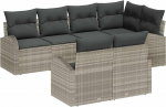 7-teiliges Garten Sofa Set mit Kissen Hellgraues Poly Rattan Gartenlounge Model3354751