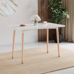 Vida Designs Batley Square S&ouml;&ouml;gilaud massiivse p&ouml;&ouml;gijalaga modernne s&ouml;&ouml;gituba (valge, 4-kohaline)