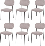 HWC-O26 S&ouml;&ouml;gitoa toolid, polsterdatud k&ouml;&ouml;gitoolid, Corduroy (330 g/m&sup2;) Kangas/Tekstiil Metall, helehall, komplekt 6 tk.