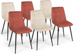 IDMarket - 6 Mila Velvet segav&auml;rvi terrakotta tooli komplekt x3 ja beež x 3