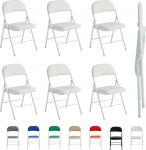 mcc otsene kokkupandav tool, metallist raamiga ja pehmendusega istmega kunstnahast kokkupandav tool, mida on lihtne kokku panna ja hoiustada kodus, kontoris, s&ouml;&ouml;gitoas ja vastuv&otilde;tusaalis, komplekt 6 (valge)