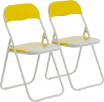 Harbour Housewares v&auml;rvilised pehmendusega kokkupandavad toolid - kollane - 2 pakki - kergesti ladustatav kokkupandav metallraamiga laua tool kontorisse, s&ouml;&ouml;gituppa, k&ouml;&ouml;ki